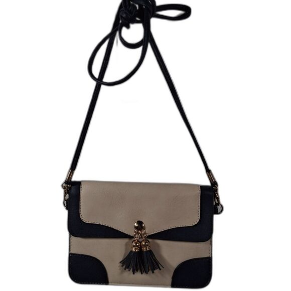 Bohemian Dark Navy Blue Tan Urban Energy Cross Body Faux Leather Purse Classic - Picture 1 of 7